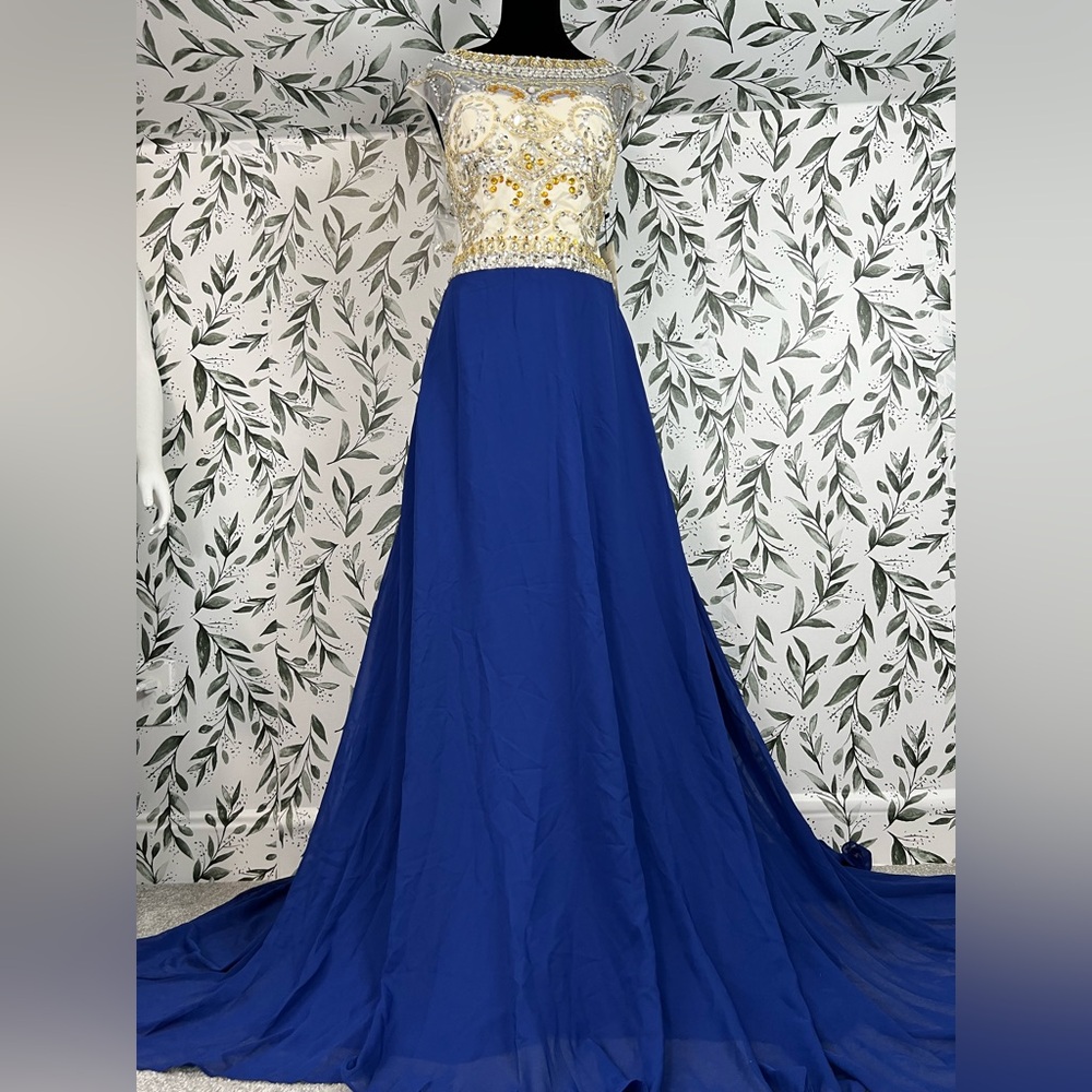 Prom Evening Gown Beaded Bodice Chiffon Mother Of The Bride Wedding Size M NWT D